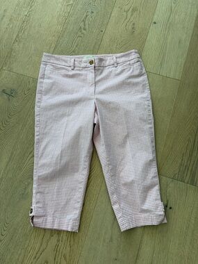 Talbots Women's Capri Pants Pink and White Gingham Size 12 Petite Preppy Spring